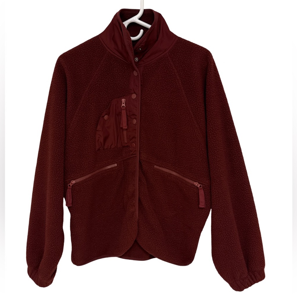 Zenana Fleece Teddy Jacket Women’s Medium Burgundy